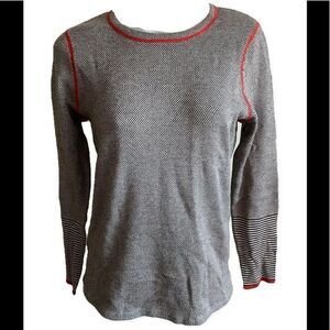 Belford Pima Cotton Sweater -M brown/cream /red detail , Pima cotton